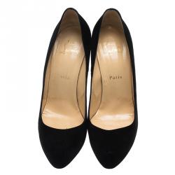 Pre Owned Christian Louboutin Black Suede Zipper Detail Rolando Pumps Size 39.5