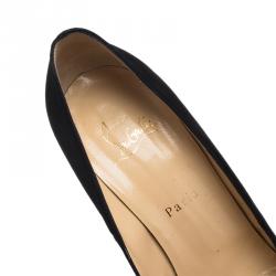 Pre Owned Christian Louboutin Black Suede Zipper Detail Rolando Pumps Size 39.5