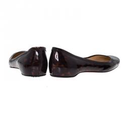 مملوكة مسبقًا Christian Louboutin Tortoise Shell Patent Square Toe Ballet Flats Size 39