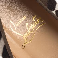Pre Owned Christian Louboutin Leopard Print Calf Hair Fifi Pumps Size 39