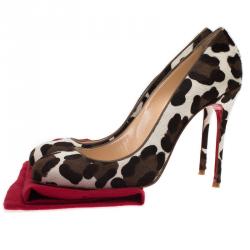Pre Owned Christian Louboutin Leopard Print Calf Hair Fifi Pumps Size 39