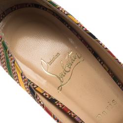 Pre Owned Christian Louboutin Multicolor Damas Fabric Greissimo Platform Pumps Size 39.5