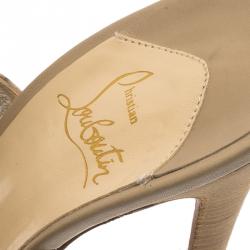 Pre Owned Christian Louboutin Beige Cobra Toutenkaboucle Strappy Platform Sandals Size 39.5