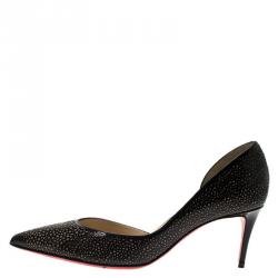 Pre Owned Christian Louboutin Black Patent Galu D'orsay Pumps Size 35