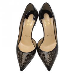 Pre Owned Christian Louboutin Black Patent Galu D'orsay Pumps Size 35