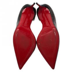 Pre Owned Christian Louboutin Black Patent Galu D'orsay Pumps Size 35