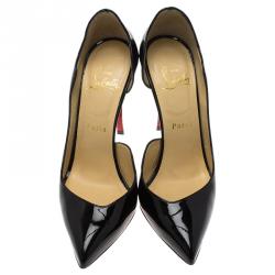 مملوكة مسبقًا Christian Louboutin Black Patent Dalida Wavy D'orsay Pumps Size 37.5