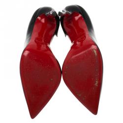 مملوكة مسبقًا Christian Louboutin Black Patent Dalida Wavy D'orsay Pumps Size 37.5