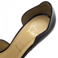 مملوكة مسبقًا Christian Louboutin Black Patent Dalida Wavy D'orsay Pumps Size 37.5