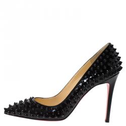 Pre Owned Christian Louboutin Black Patent Pigalle Spikes Pumps Size 39