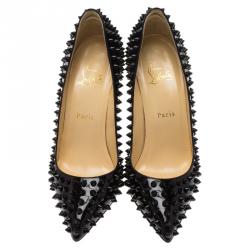 Pre Owned Christian Louboutin Black Patent Pigalle Spikes Pumps Size 39