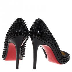 Pre Owned Christian Louboutin Black Patent Pigalle Spikes Pumps Size 39