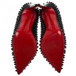 Pre Owned Christian Louboutin Black Patent Pigalle Spikes Pumps Size 39