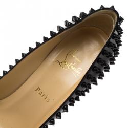 Pre Owned Christian Louboutin Black Patent Pigalle Spikes Pumps Size 39