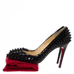 Pre Owned Christian Louboutin Black Patent Pigalle Spikes Pumps Size 39