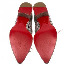 Pre Owned Christian Louboutin Multicolor Glitter Zazou Oxfords Size 37.5