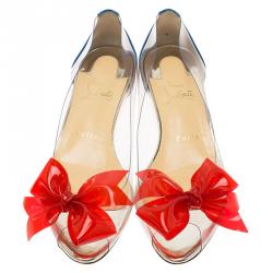 مملوكة مسبقًا حذاء باليه فلات كريستيان لوبوتان بفيونكة بلاستيك ثنائى اللون وجلد مقاس 37
