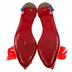 مملوكة مسبقًا حذاء باليه فلات كريستيان لوبوتان بفيونكة بلاستيك ثنائى اللون وجلد مقاس 37