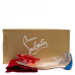 مملوكة مسبقًا حذاء باليه فلات كريستيان لوبوتان بفيونكة بلاستيك ثنائى اللون وجلد مقاس 37