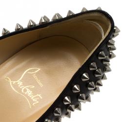 Pre Owned Christian Louboutin Black Leather Pigalle Plato Spikes Pumps Size 38