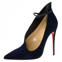 Pre Owned Christian Louboutin Blue Suede Vampydolly Pumps Size 37.5