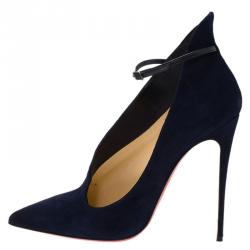 Pre Owned Christian Louboutin Blue Suede Vampydolly Pumps Size 37.5