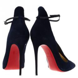 Pre Owned Christian Louboutin Blue Suede Vampydolly Pumps Size 37.5