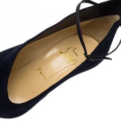 Pre Owned Christian Louboutin Blue Suede Vampydolly Pumps Size 37.5