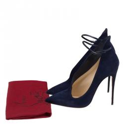 Pre Owned Christian Louboutin Blue Suede Vampydolly Pumps Size 37.5