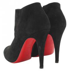 Pre Owned Christian Louboutin Black Suede Belle Ankle Boots Size 38