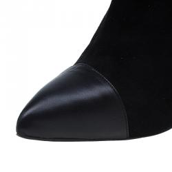 Pre Owned حذاء كريستيان لوبوتان سيور مزدوجة مقدمة مغلقة سويدي أسود مقاس 39.5