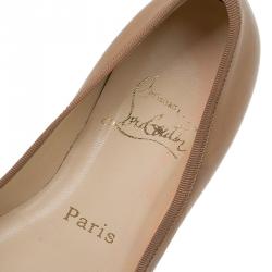 Pre Owned Christian Louboutin Beige Leather Ballet Flats Size 35.5