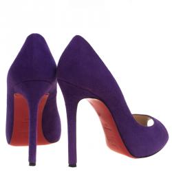 Pre Owned Christian Louboutin Purple Suede Flo Peep Toe Pumps Size 36