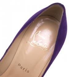 Pre Owned Christian Louboutin Purple Suede Flo Peep Toe Pumps Size 36