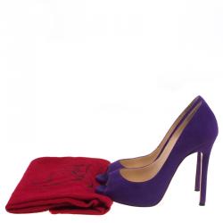 Pre Owned Christian Louboutin Purple Suede Flo Peep Toe Pumps Size 36