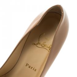 Pre Owned Christian Louboutin Beige Patent Leather Simple Pumps Size 38.5