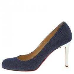 Pre Owned Christian Louboutin Blue Denim Simple Pumps Size 40