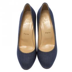 Pre Owned Christian Louboutin Blue Denim Simple Pumps Size 40