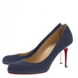 Pre Owned Christian Louboutin Blue Denim Simple Pumps Size 40