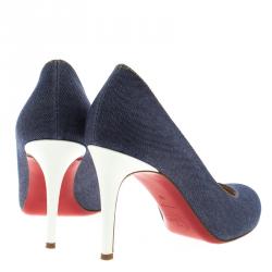 Pre Owned Christian Louboutin Blue Denim Simple Pumps Size 40