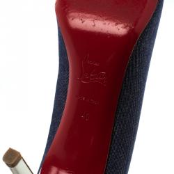 Pre Owned Christian Louboutin Blue Denim Simple Pumps Size 40
