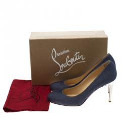 Pre Owned Christian Louboutin Blue Denim Simple Pumps Size 40