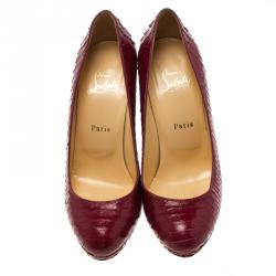 Pre Owned Christian Louboutin Ruby Red Python Grapi Pumps Size 39