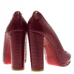 Pre Owned Christian Louboutin Ruby Red Python Grapi Pumps Size 39