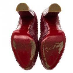 Pre Owned Christian Louboutin Ruby Red Python Grapi Pumps Size 39