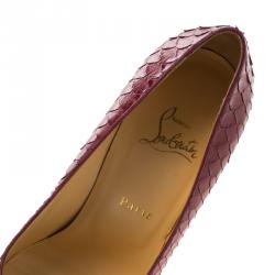 Pre Owned Christian Louboutin Ruby Red Python Grapi Pumps Size 39