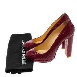 Pre Owned Christian Louboutin Ruby Red Python Grapi Pumps Size 39