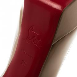 Pre Owned Christian Louboutin Beige Patent Leather Bianca Platform Pumps Size 36