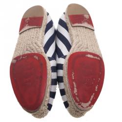 Pre Owned Christian Louboutin Striped Canvas Galia Espadrille Loafers Size 39