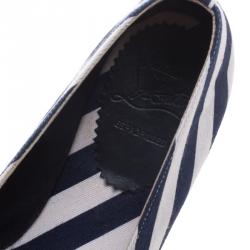Pre Owned Christian Louboutin Striped Canvas Galia Espadrille Loafers Size 39